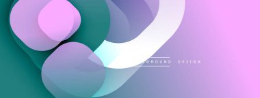 Çembersel soyut tasarım üst üste binen yarı saydam daireler ve yuvarlak şekiller, harmanlanan eğriler ve düzgün eğriler, derinlik, karşıtlık ve dinamik görsel efekt oluşturur.