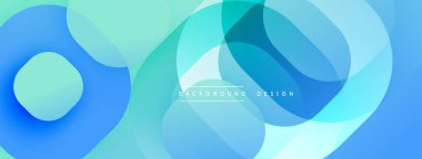 Çembersel soyut tasarım üst üste binen yarı saydam daireler ve yuvarlak şekiller, harmanlanan eğriler ve düzgün eğriler, derinlik, karşıtlık ve dinamik görsel efekt oluşturur.