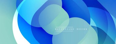 Çembersel soyut tasarım üst üste binen yarı saydam daireler ve yuvarlak şekiller, harmanlanan eğriler ve düzgün eğriler, derinlik, karşıtlık ve dinamik görsel efekt oluşturur.