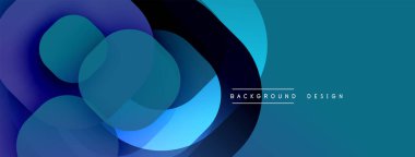 Çembersel soyut tasarım üst üste binen yarı saydam daireler ve yuvarlak şekiller, harmanlanan eğriler ve düzgün eğriler, derinlik, karşıtlık ve dinamik görsel efekt oluşturur.