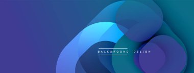 Çembersel soyut tasarım üst üste binen yarı saydam daireler ve yuvarlak şekiller, harmanlanan eğriler ve düzgün eğriler, derinlik, karşıtlık ve dinamik görsel efekt oluşturur.