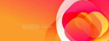 Çembersel soyut tasarım üst üste binen yarı saydam daireler ve yuvarlak şekiller, harmanlanan eğriler ve düzgün eğriler, derinlik, karşıtlık ve dinamik görsel efekt oluşturur.