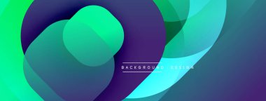 Çembersel soyut tasarım üst üste binen yarı saydam daireler ve yuvarlak şekiller, harmanlanan eğriler ve düzgün eğriler, derinlik, karşıtlık ve dinamik görsel efekt oluşturur.