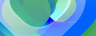 Çembersel soyut tasarım üst üste binen yarı saydam daireler ve yuvarlak şekiller, harmanlanan eğriler ve düzgün eğriler, derinlik, karşıtlık ve dinamik görsel efekt oluşturur.