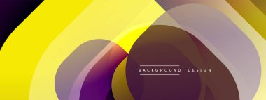 Çembersel soyut tasarım üst üste binen yarı saydam daireler ve yuvarlak şekiller, harmanlanan eğriler ve düzgün eğriler, derinlik, karşıtlık ve dinamik görsel efekt oluşturur.