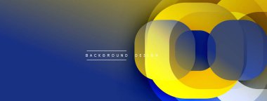 Çembersel soyut tasarım üst üste binen yarı saydam daireler ve yuvarlak şekiller, harmanlanan eğriler ve düzgün eğriler, derinlik, karşıtlık ve dinamik görsel efekt oluşturur.