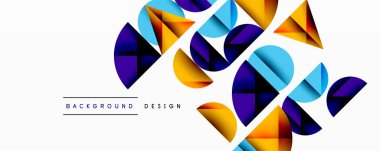 Çemberler ve üçgenlerin kesiştiği soyut geometrik desen. Yüksek kontrastlı kompozisyon derinlik yaratır ve dinamik, modern estetik