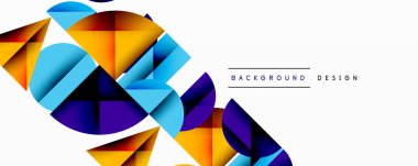 Çemberler ve üçgenlerin kesiştiği soyut geometrik desen. Yüksek kontrastlı kompozisyon derinlik yaratır ve dinamik, modern estetik