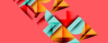 Minimum geometrik soyut arkaplan. Çember kare ve üçgen tasarımı