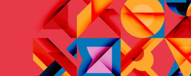 Minimum geometrik soyut arkaplan. Çember kare ve üçgen tasarımı