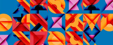 Minimum geometrik soyut arkaplan. Çember kare ve üçgen tasarımı