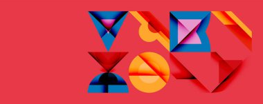 Minimum geometrik soyut arkaplan. Çember kare ve üçgen tasarımı