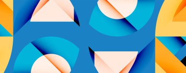 Birbirine kenetlenmiş dairesel ve açısal şekillerle soyut geometrik bileşim, pürüzsüz gradyanlar ve beyaz arkaplan üzerinde keskin karşıtlıklar