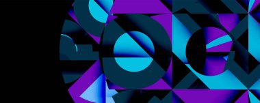 Daireler, yarı daireler, kareler ve yuvarlak üçgenler. Duvar kağıdı, afiş, arkaplan, kart, kitap illüstrasyonu, iniş sayfası için geometrik mozaik mozaik desen soyut arkaplan