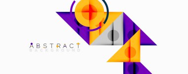 Katmanlı üçgenler, daireler ve gradyanlarla birlikte geometrik soyut tasarım, keskin zıtlıklar ve derinlikle yapılandırılmış bir model oluşturur.