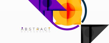 Katmanlı üçgenler, daireler ve gradyanlarla birlikte geometrik soyut tasarım, keskin zıtlıklar ve derinlikle yapılandırılmış bir model oluşturur.