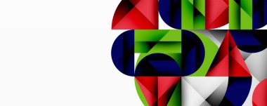 Katmanlı daireler ve açısal segmentlerle modern soyut kompozisyon gradyan, şeffaflık efektleri ve yapılandırılmış geometrik düzen içerir.