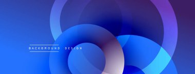 Katmanlı dairesel şekiller canlı renklerde, düzgün geçiş, derinlik efektleri ve modern, fütürist estetiğe sahip, gradyan açısından zengin soyut bir tasarım oluşturur.