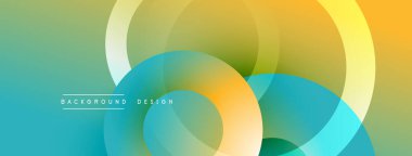 Üst üste binen dairesel şekillere sahip arka plan tasarımı, pürüzsüz gradyanlar ve yumuşak ışıklandırma efektleri, dinamik soyut bir kompozisyon oluşturur