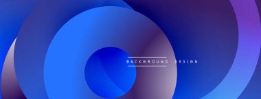 Katmanlı dairesel şekiller canlı renklerde, düzgün geçiş, derinlik efektleri ve modern, fütürist estetiğe sahip, gradyan açısından zengin soyut bir tasarım oluşturur.