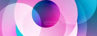 Katmanlı dairesel şekiller canlı renklerde, düzgün geçiş, derinlik efektleri ve modern, fütürist estetiğe sahip, gradyan açısından zengin soyut bir tasarım oluşturur.