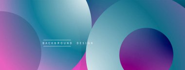 Katmanlı dairesel şekiller canlı renklerde, düzgün geçiş, derinlik efektleri ve modern, fütürist estetiğe sahip, gradyan açısından zengin soyut bir tasarım oluşturur.