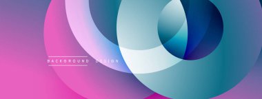 Katmanlı dairesel şekiller canlı renklerde, düzgün geçiş, derinlik efektleri ve modern, fütürist estetiğe sahip, gradyan açısından zengin soyut bir tasarım oluşturur.