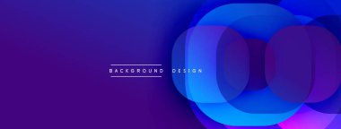 Çembersel soyut tasarım üst üste binen yarı saydam daireler ve yuvarlak şekiller, harmanlanan eğriler ve düzgün eğriler, derinlik, karşıtlık ve dinamik görsel efekt oluşturur.