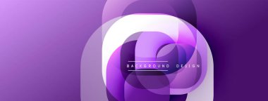 Çembersel soyut tasarım üst üste binen yarı saydam daireler ve yuvarlak şekiller, harmanlanan eğriler ve düzgün eğriler, derinlik, karşıtlık ve dinamik görsel efekt oluşturur.