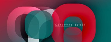 Çembersel soyut tasarım üst üste binen yarı saydam daireler ve yuvarlak şekiller, harmanlanan eğriler ve düzgün eğriler, derinlik, karşıtlık ve dinamik görsel efekt oluşturur.