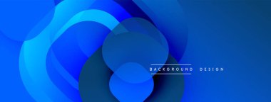 Çembersel soyut tasarım üst üste binen yarı saydam daireler ve yuvarlak şekiller, harmanlanan eğriler ve düzgün eğriler, derinlik, karşıtlık ve dinamik görsel efekt oluşturur.