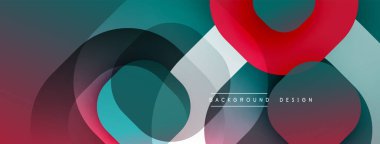 Çembersel soyut tasarım üst üste binen yarı saydam daireler ve yuvarlak şekiller, harmanlanan eğriler ve düzgün eğriler, derinlik, karşıtlık ve dinamik görsel efekt oluşturur.