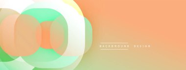 Çembersel soyut tasarım üst üste binen yarı saydam daireler ve yuvarlak şekiller, harmanlanan eğriler ve düzgün eğriler, derinlik, karşıtlık ve dinamik görsel efekt oluşturur.