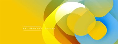 Çembersel soyut tasarım üst üste binen yarı saydam daireler ve yuvarlak şekiller, harmanlanan eğriler ve düzgün eğriler, derinlik, karşıtlık ve dinamik görsel efekt oluşturur.