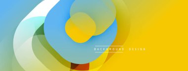 Çembersel soyut tasarım üst üste binen yarı saydam daireler ve yuvarlak şekiller, harmanlanan eğriler ve düzgün eğriler, derinlik, karşıtlık ve dinamik görsel efekt oluşturur.