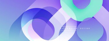 Çembersel soyut tasarım üst üste binen yarı saydam daireler ve yuvarlak şekiller, harmanlanan eğriler ve düzgün eğriler, derinlik, karşıtlık ve dinamik görsel efekt oluşturur.