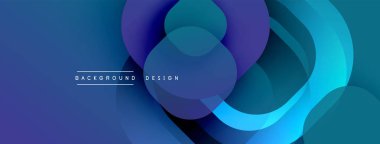 Çembersel soyut tasarım üst üste binen yarı saydam daireler ve yuvarlak şekiller, harmanlanan eğriler ve düzgün eğriler, derinlik, karşıtlık ve dinamik görsel efekt oluşturur.