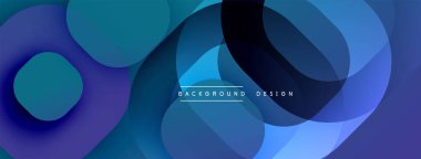 Çembersel soyut tasarım üst üste binen yarı saydam daireler ve yuvarlak şekiller, harmanlanan eğriler ve düzgün eğriler, derinlik, karşıtlık ve dinamik görsel efekt oluşturur.