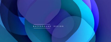 Çembersel soyut tasarım üst üste binen yarı saydam daireler ve yuvarlak şekiller, harmanlanan eğriler ve düzgün eğriler, derinlik, karşıtlık ve dinamik görsel efekt oluşturur.