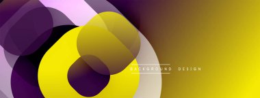 Çembersel soyut tasarım üst üste binen yarı saydam daireler ve yuvarlak şekiller, harmanlanan eğriler ve düzgün eğriler, derinlik, karşıtlık ve dinamik görsel efekt oluşturur.