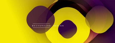 Çembersel soyut tasarım üst üste binen yarı saydam daireler ve yuvarlak şekiller, harmanlanan eğriler ve düzgün eğriler, derinlik, karşıtlık ve dinamik görsel efekt oluşturur.