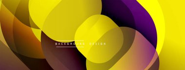 Çembersel soyut tasarım üst üste binen yarı saydam daireler ve yuvarlak şekiller, harmanlanan eğriler ve düzgün eğriler, derinlik, karşıtlık ve dinamik görsel efekt oluşturur.