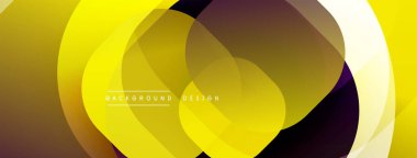 Çembersel soyut tasarım üst üste binen yarı saydam daireler ve yuvarlak şekiller, harmanlanan eğriler ve düzgün eğriler, derinlik, karşıtlık ve dinamik görsel efekt oluşturur.