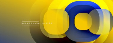 Çembersel soyut tasarım üst üste binen yarı saydam daireler ve yuvarlak şekiller, harmanlanan eğriler ve düzgün eğriler, derinlik, karşıtlık ve dinamik görsel efekt oluşturur.