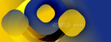 Çembersel soyut tasarım üst üste binen yarı saydam daireler ve yuvarlak şekiller, harmanlanan eğriler ve düzgün eğriler, derinlik, karşıtlık ve dinamik görsel efekt oluşturur.