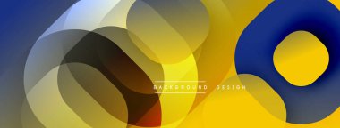 Çembersel soyut tasarım üst üste binen yarı saydam daireler ve yuvarlak şekiller, harmanlanan eğriler ve düzgün eğriler, derinlik, karşıtlık ve dinamik görsel efekt oluşturur.