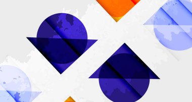 Soyut şekiller dünya haritalarıyla örtüşüyor. Mavi, turuncu, beyaz renkler kompozisyona hakim. Modern tasarım, küresel bağlantılar, veri görselleştirmesi.