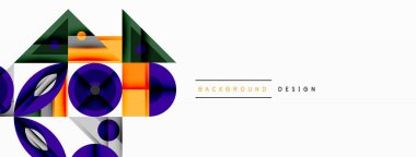 Soyut geometrik bileşim. Üst üste binen şekiller dinamik görsel efekt yaratır. Mor, turuncu, gri renkler tasarımda baskın. Modern biçim.