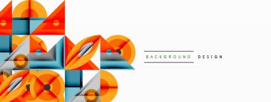 Geometrik şekiller, turuncu, mavi, gri. Modern tasarım, soyut şablon, temiz çizgiler, minimalist tarz. Parlak renkler, dinamik kompozisyon, sanatsal elementler.