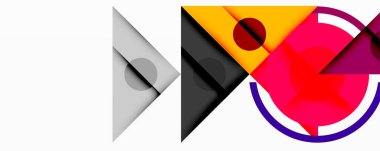 Soyut geometrik bileşim. Üst üste binen şekiller, canlı renkler, dinamik tasarım. Modern sanat, dijital illüstrasyon, oyuncu estetik. Minimalist stil.